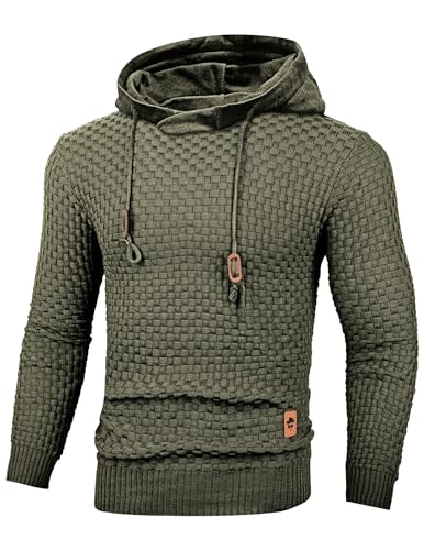 TARAINYA Pullover Herren Hoodie Kapuzenpullover Langarm Männer Casual Sweatshirt Hoody mit Kordelzug Armeegrüne S von TARAINYA