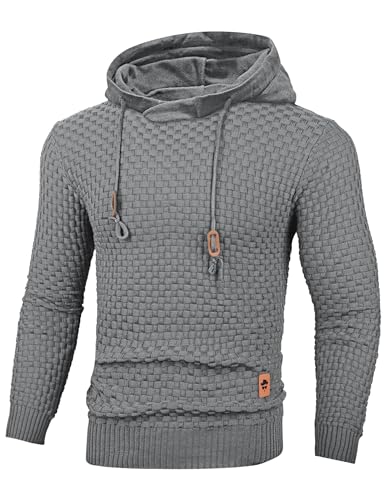 TARAINYA Pullover Herren Hoodie Kapuzenpullover Langarm Männer Casual Sweatshirt Hoody mit Kordelzug Grau 3XL von TARAINYA