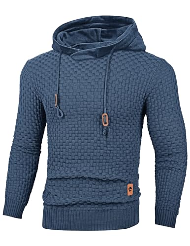 TARAINYA Pullover Herren Hoodie Kapuzenpullover Langarm Männer Casual Sweatshirt Hoody mit Kordelzug Denim L von TARAINYA