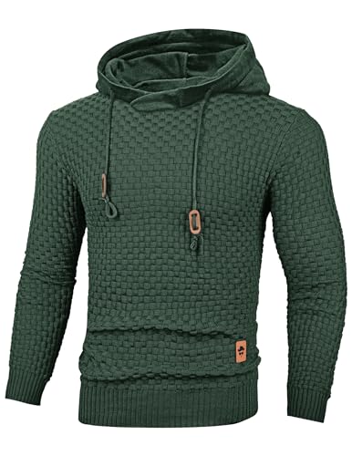 TARAINYA Pullover Herren Hoodie Kapuzenpullover Langarm Männer Casual Sweatshirt Hoody mit Kordelzug Grün XL von TARAINYA