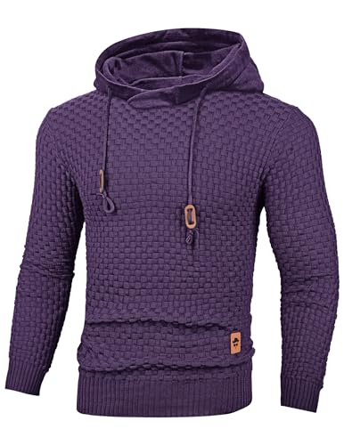 TARAINYA Pullover Herren Hoodie Kapuzenpullover Langarm Männer Casual Sweatshirt Hoody mit Kordelzug Violett 3XL von TARAINYA