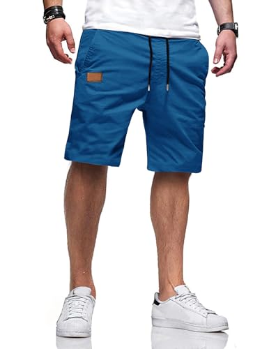 TARAINYA Kurze Hosen Herren Baumwolle Casual Shorts Herren Tunnelzug Elastische Sommer Chino mit Taschen Denim 2XL von TARAINYA