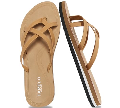 TARELO Flip Flops Damen Sommer Zehentrenner Rutschfeste Sandalen Braun 41 von TARELO SINCE 1986