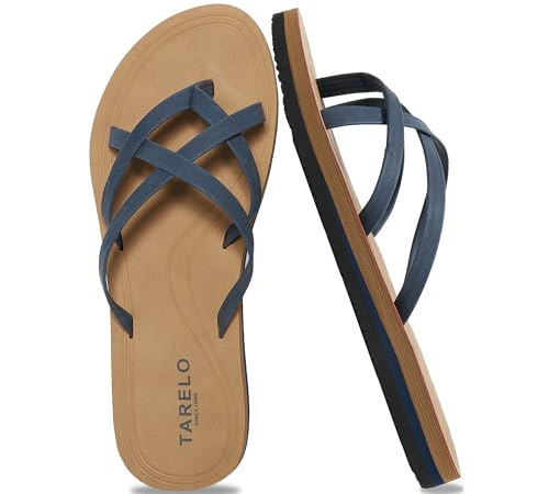 TARELO Flip Flops Damen Sommer Zehentrenner Rutschfeste Sandalen Blau 41 von TARELO SINCE 1986
