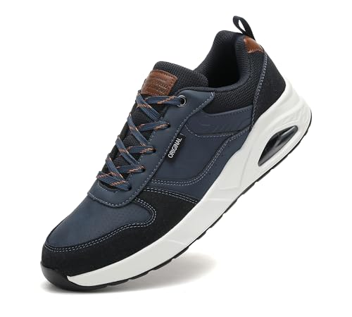 TARELO Sneaker Herren Turnschuhe Air Cushion Freizeitschuhe Atmungsaktive Sportschuhe Leicht Tennis Schuhe Blau 44 von TARELO SINCE 1986