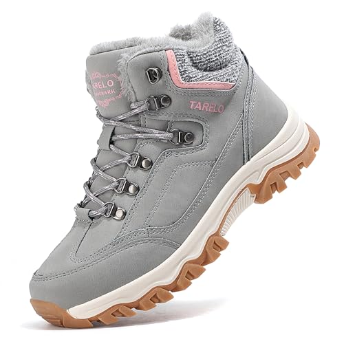TARELO Winterschuhe Damen Rutschfest Winterstiefel Grau 39 von TARELO SINCE 1986