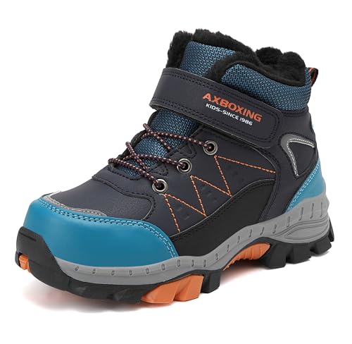 TARELO Winterschuhe Kinder rutschfeste Winterstiefel Mid Schneestiefel Jungen Unisex Gefütterte Wanderschuhe 32-39 (Saphirblau,39) von TARELO SINCE 1986