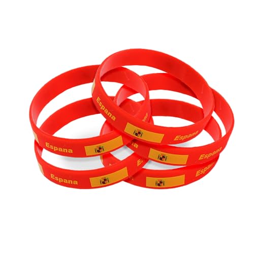 Lot 5 Armband elastische Gummibänder Armband Herren Flagge Spanien Armband Silikon Spanien Armband Spanien Herren Armband Republikanisch Spanien Armband Spanien Armband Armband Gummi, 20 cm von TARIFA UNITED