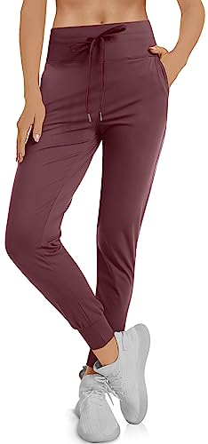 TARSE Damen Jogginghose mit Taschen und Kordelzug Lounge Running Sweatpants, Burgunder, S von TARSE