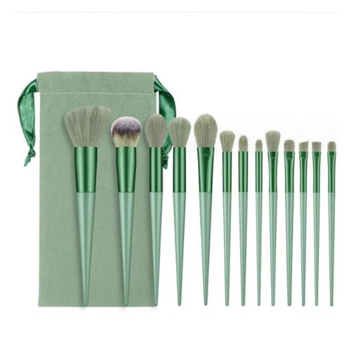 13-teiliges Make-up-Pinsel-Set, Modische Make-up-Pinsel, Set aus Synthetischen Fasern, Flauschig, Stark Greifend, für Puder, Lidschatten, Make-up-Pinsel, Grün, mit von TARSHYRY