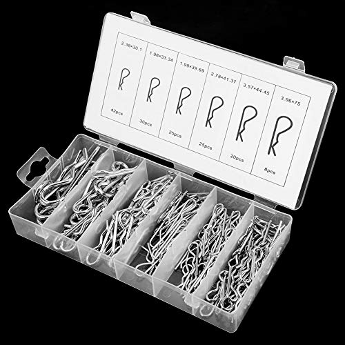 150-teiliges R-Splint-Traktorbolzen-Clip-Sortiment-Befestigungsset, Robuste Organizer-Box, 6 Größen für Geräte, Widerstandsfähiges Material, Hohe Härte, Verschleißfest, Zum von TARSHYRY