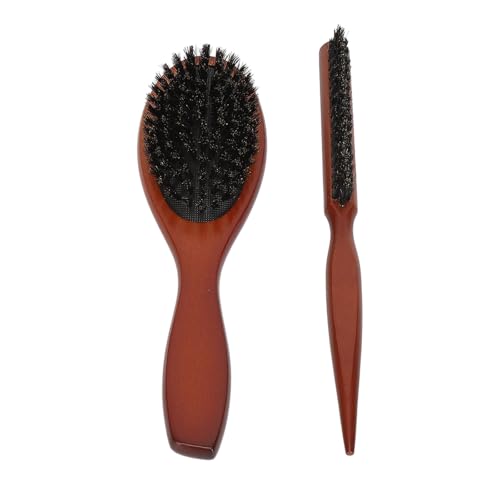 2-teiliges Paddle-Teasing-Haarbürsten-Set für Männer, Entwirrungsbürste und Haarkamm-Set, Holzgriff Zur Kontrolle von Frizz Flyaways, Glättungs-Teasing-Kamm für den Haarabschnitt von TARSHYRY