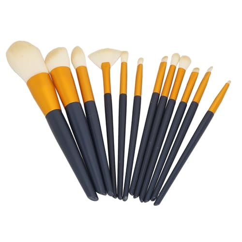 Komplettes Pinselset, 12 Make-up-Pinsel mit Orangefarbenem PU-Etui für Anfänger, Lidschatten, Foundation, Puder, Rouge, Concealer von TARSHYRY