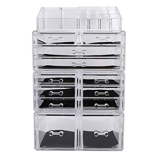 Kosmetik-Aufbewahrungs-Organizer, Transparenter Acryl-Desktop-Nagelkunst-Make-up-Aufbewahrungskoffer, Eleganter Kosmetikhalter für Pinsel, Lidschatten, Lotionen (4 Stück) von TARSHYRY