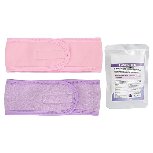 Sport-Stirnband, Spa-Gesichts-Stirnband, Reinigungs-Gesichts-Stirnband, Puder-Set, Rosa, Lila, Weiches Handtuch-Stirnband Zum Gesichtswaschen, Dusche, Sport, Yoga von TARSHYRY