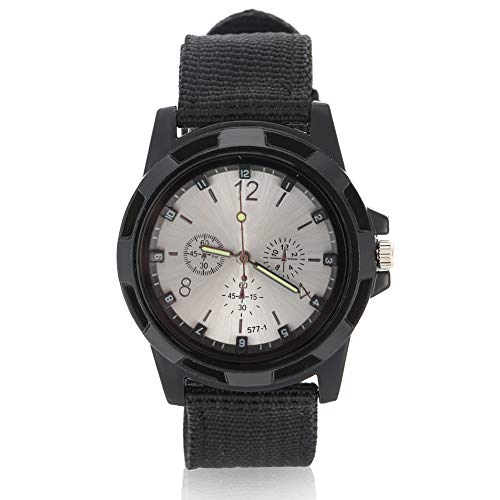 TARSHYRY 5 Colors Electronic Analog Arms Watch, Stilvoller Militärischer Stil Runder Nylongurt Armbanduhr mit Stiftschnalle für Armee Verwendet (Swi Silber) von TARSHYRY