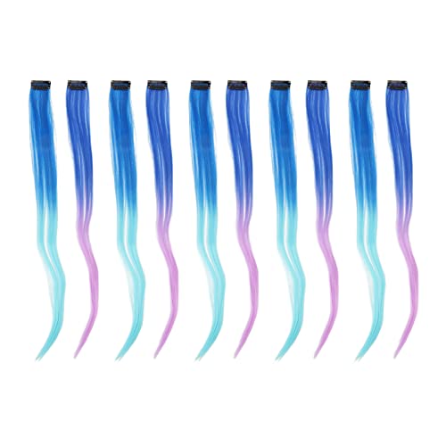 TARSHYRY Bunte Haarverlängerungen Gerade Gerade Hebelst Haarstück für Frauen Mädchen Blau -Verlauf Hellviolett Hohe Temperatur -synthetische Haare von TARSHYRY