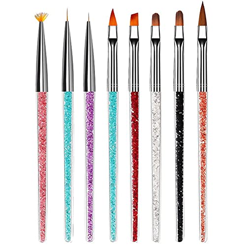 TARSHYRY Feiner Nagelbürsten Maniküre Werkzeuge Acrylgriff Dekorieren Zeichnen Malmalerei Blühen Stift 8 Stück Set Frauen von TARSHYRY