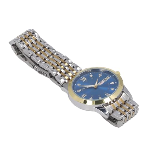 TARSHYRY Herren-Business-Quarzuhr, Edelstahl-Armbanduhr, Leuchtendes Datum, Kalender, Chronograph mit Armband für Professionelle Elite (Blaues Zifferblatt) von TARSHYRY