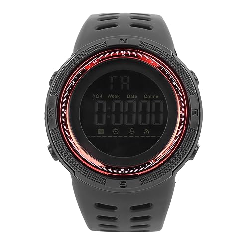 TARSHYRY Klassische Digitale Sportuhr, Herren-Digitaluhr, Quarzuhr mit Digitaler Anzeige, Wasserdichter, Klarer Display-Datumswecker, Elektronische Uhr für Studenten (Rot) von TARSHYRY