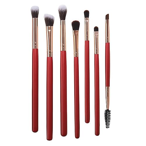 TARSHYRY Kosmetische Lidschattenbürste Set Super Soft Eye Make -up Pinsel Holzgriff Rot 7pcs Tragbare Augenbürsten Make -up -Werkzeug für Frauen Mädchen von TARSHYRY