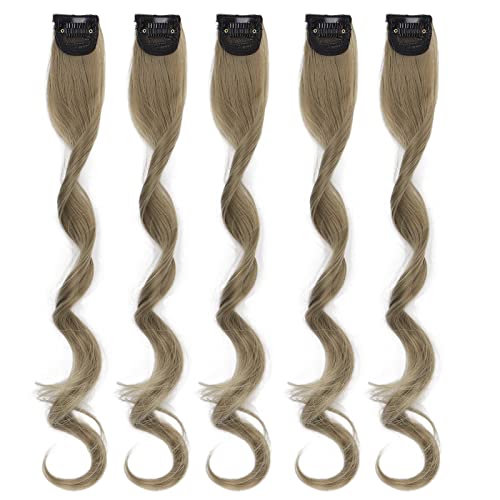 TARSHYRY Mode Lange Lockige Lockige Färbung Im Haarstück Hebt die Haarverlängerung für Frauen Mädchen Hervor (Aoki Asche) von TARSHYRY