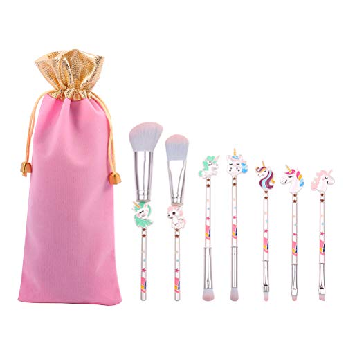 TARSHYRY Netter Metallgriff Kawaii Make -up Pinsel für Lidschatten Rouge Highlight Concealer mit Aufbewahrungstasche Farbenfroh (COLORFUL) von TARSHYRY