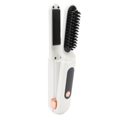 TARSHYRY Schnurloses Haarglätterbürste 2 in 1 Tragbarer Heißer Bürstenglattkamm mit Digitalem Display 3500mAh Batterie für Frauen Männer Reisen nach Hause Verwenden ABS -Material. (WHITE) von TARSHYRY