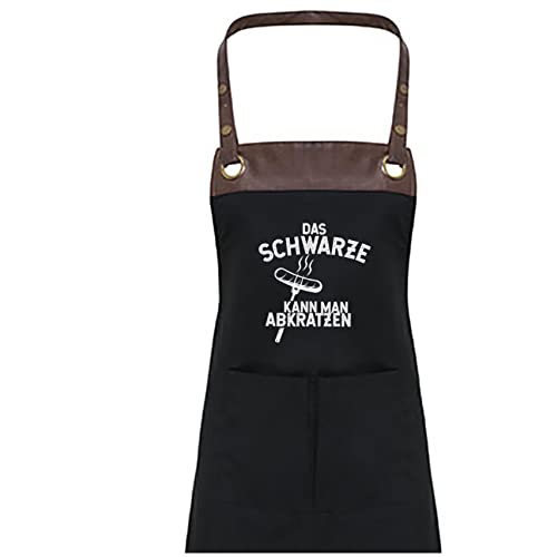 TASSENPALAST Premium Grill-Schürze mit Spruch personalisierbar mit Wunschnamen - Lustiger Spruch/Sprüche Grillschürze Lustig - Unisize (Das schwarze kann man abkratzen - Schwarz) von TASSENPALAST