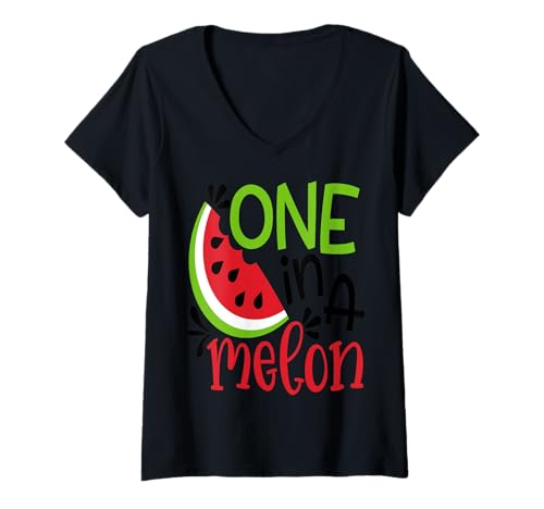 Damen One in a Melon Niedliches Sommer-T-Shirt mit Wassermelonen-Geschenk T-Shirt mit V-Ausschnitt Damen One in a Melon Niedliches Sommer-T-Shirt mit Wassermelonen-Geschenk T-Shirt mit V-Ausschnitt von TASTY MELON WATERMELON FRESH FRUIT APPAREL CO.