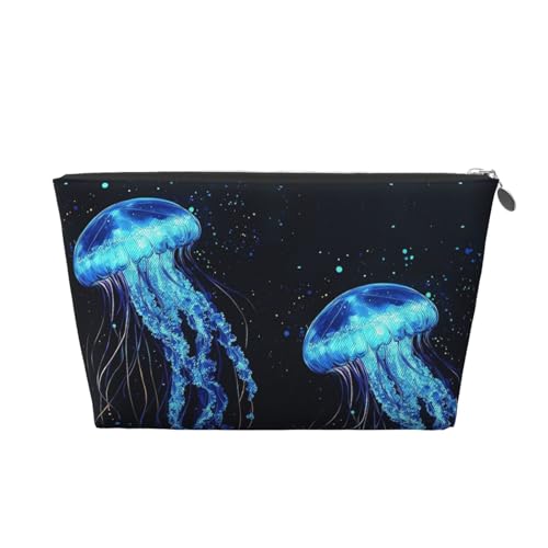 TATAUU Tragbare Kosmetiktasche, Reise-Reißverschlusstasche, kleine Make-up-Tasche, Kulturbeutel für Damen, Blaue Quallen, 7*5 IN von TATAUU