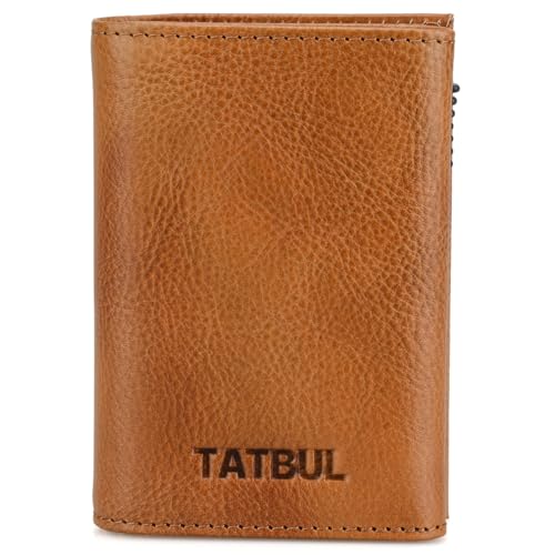 TATBUL Herren-Geldbörsen – Rindsleder, RFID-blockierender Pop-Up-Kartenhalter und Ausweisfenster – entworfen, um mehrere Karten zu halten, Braun, Men Hold More Card Holders von TATBUL