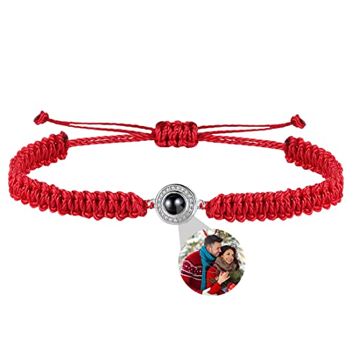Personalisiertes Bild-Armband mit personalisiertem Foto im Inneren – "I Love You" Projektionsarmband in 100 Sprachen – Geschenke für Ihn und Ihre beste Freundin, Einstellbar, Sterling-Silber von TATLETATLE