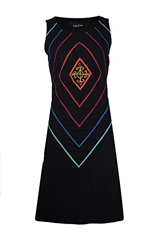 TATTOPANI Frauen Schwarz Sommer Ärmellos Tunika Abendkleid (TC-TDR1204-BLKM) von TATTOPANI