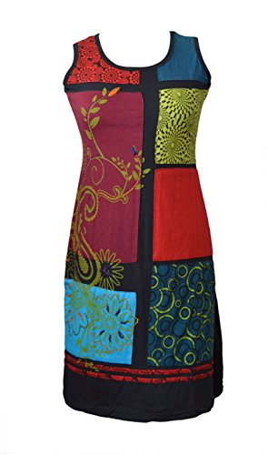 TATTOPANI Frauen bunten ärmelloses Kleid mit Blumenstickerei -Marigold XL von TATTOPANI