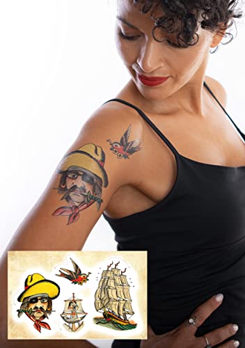 TATYOU® Premium Qualität Klebe-Tattoo | Original Designs,Home' von Oldschool Tattoo Legende Christian Wahrlich | Vegan und für empfindliche Haut geeignet (Sailor) von TATYOU