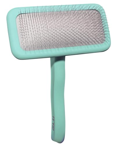 TAURO PROLINE - Brush Rectangular L | Hochwertige Bürste für Hunde und Katzen mit sanftem, flexiblen Kissen und ergonomischem Design. | Inhalt: 1x Fellbürste in Mint, Maße: Rechteckig, 12x 17 cm von TAURO PROLINE