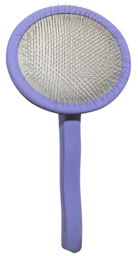 TAURO PROLINE - Brush Round | Hochwertige Bürste für Hunde und Katzen mit sanftem, flexiblen Kissen und ergonomischem Design. | Inhalt: 1x Fellbürste in Lila, Maße: Rund, 9 x 19 cm von TAURO PROLINE