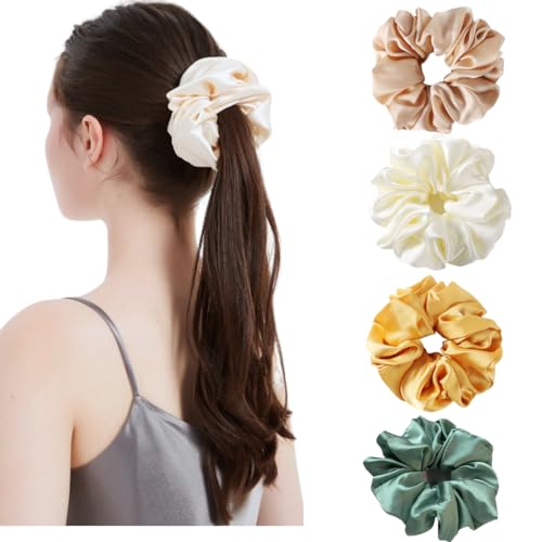 Extra große Haargummis, weich, groß, Seide, Jumbo-Satin, elastisch, übergroße Haargummis für Damen und Mädchen Extra große Haargummis, weich, groß, Seide, Jumbo-Satin, elastisch, übergroße Haargummis für Damen und Mädchen von TAVBAGVSK