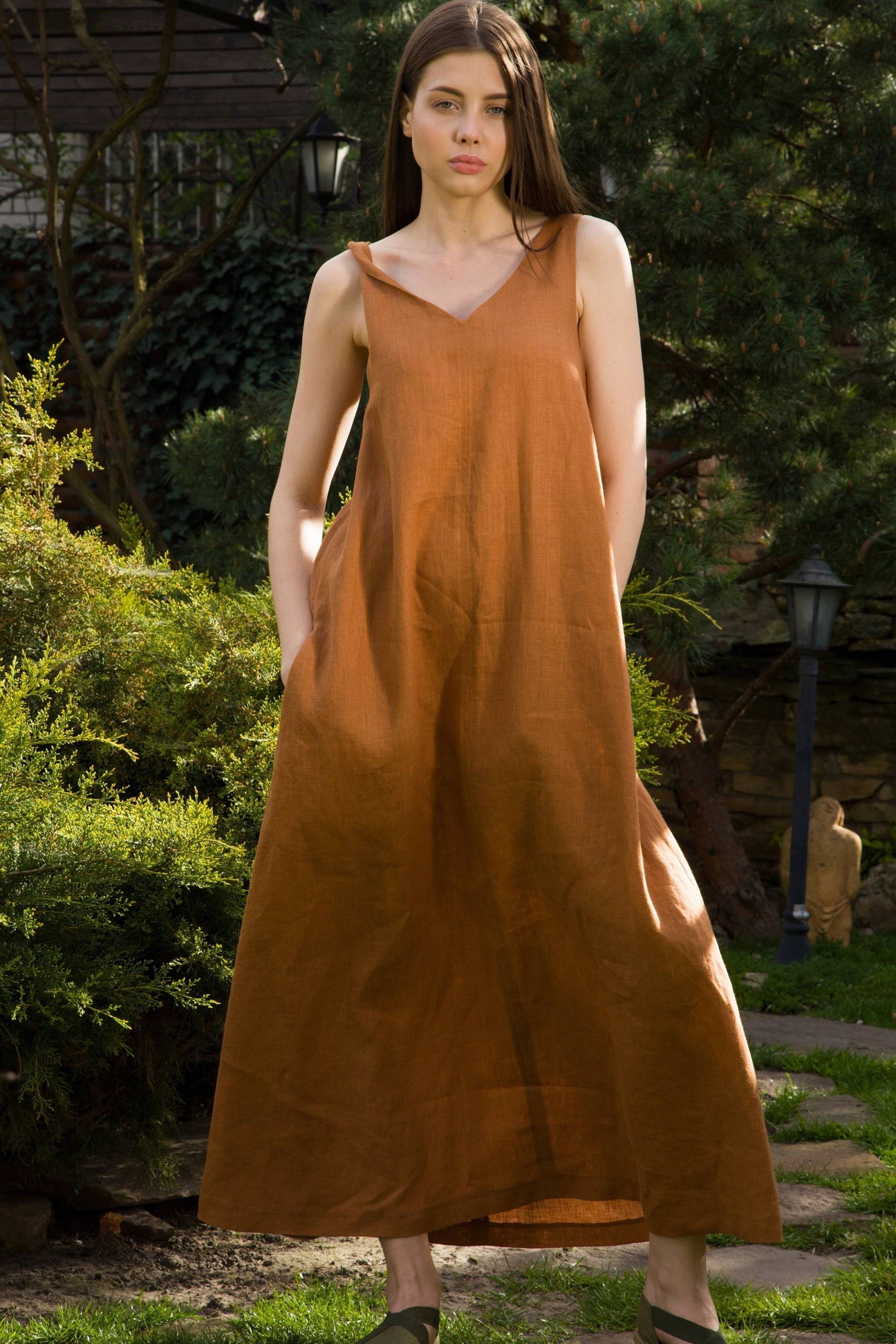 Leinen Maxikleid Lose, Niedliche Sommerkleider Für Frauen, Orange Sommerkleid, Urlaubs-Outfit, Einzigartiges Leinenkleid Stilvolle Leinenkleidung Leinen Maxikleid Lose, Niedliche Sommerkleider Für Frauen, Orange Sommerkleid, Urlaubs-Outfit, Einzigartiges Leinenkleid Stilvolle Leinenkleidung von TAVROVSKA
