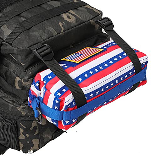 TAXATM Tactical Increment Molle Pouch, Large Capacity Admin Utility Pouches, Horizontal Short Trips Bag, Multi-purpose Sling Bag with Shoulder Strap and US Patch, RedBlueStar, Outdoor-Ausrüstung von TAXATM