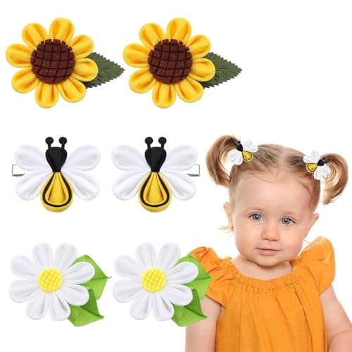 6 Stück Blumen Haarspangen Mädchen, Flower Hair Claw Clips Mädchen, Biene Haarklammer, Haarclips Niedliche für Kleinkinder Kinder Mädchen Frauen (Gelb) von TAXTYHRE