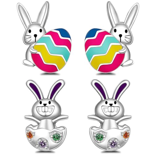 TAXTYHRE 2 Paar Osterohrringe, Hasen Ohrringe, Ostern Ei Ohrring, Ostern Ohrringe Hypoallergene, Bunt Ohrstecker Kaninchen, Ostergeschenke für Damen und Mädchen TAXTYHRE 2 Paar Osterohrringe, Hasen Ohrringe, Ostern Ei Ohrring, Ostern Ohrringe Hypoallergene, Bunt Ohrstecker Kaninchen, Ostergeschenke für Damen und Mädchen von TAXTYHRE