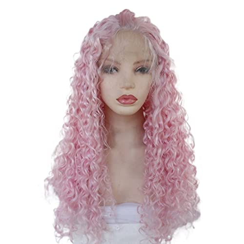 Perücke for Frauen, Ombré-Rosa, lange verworrene lockige Perücke for Frauen, Spitze-Frontal-Perücke mit Babyhaar, Party-Kostüm, Cosplay-Perücken, modisch for den Alltag von TAYGUM