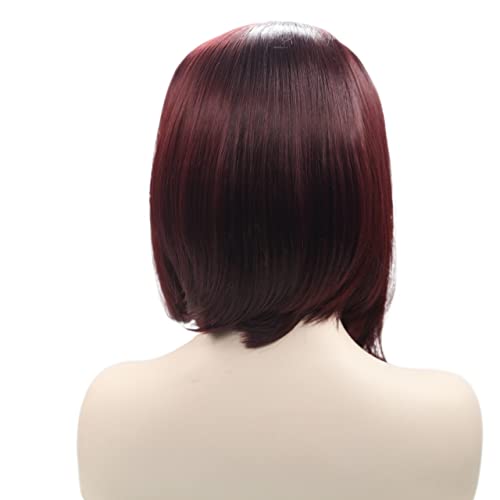 Perücke for Frauen, kurze Bob-Perücken for Frauen, Weinrot, mittlerer Teil, Haaransatz, synthetische Spitze-Front-Perücke, Cosplay-Haar, modisch for den Alltag von TAYGUM