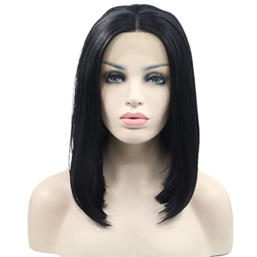 Perücke for Frauen, kurze Bob-Perücken for Frauen, glattes schwarzes Mittelteil, Haaransatz, synthetische Spitze-Front-Perücke, Cosplay-Haar, Schönheit for den Alltag von TAYGUM