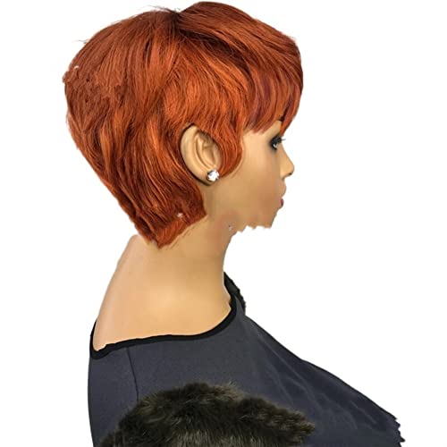 Perücke for Frauen, kurze Pixie-Schnitt-Perücken mit Pony for Frauen, orange-braune Kostüm-Cosplay-Perücke, bezaubernd for Party von TAYGUM