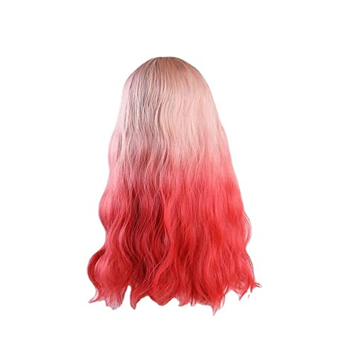 Perücke for Frauen, lange, lockige, gewellte Ombre-Orange-Rot-Perücken mit flachem Pony, hitzebeständige Haar-Perücken, Cosplay, charmant for Party von TAYGUM