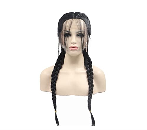 Perücke for Frauen, lange gedrehte Zöpfe, Perücken for Frauen, natürlich aussehende schwarze synthetische Lace-Front-Perücken mit Babyhaar, Schönheit for Party von TAYGUM