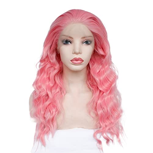 Perücke for Frauen, lange gewellte Perücken for Frauen, Ombre-Rosa, synthetische Lace-Front-Perücke, Party-Kostüm, Cosplay-Haar, charmant for Party von TAYGUM